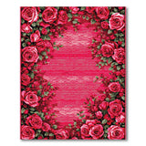 Vintage Red Rose Floral Area Rug