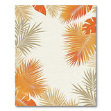 Burnt Orange Palm Frond Coastal Area Rug