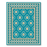Teal Quatrefoil Star Motif Area Rug