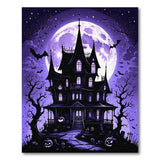 Purple Haunted Mansion Halloween Area Rug