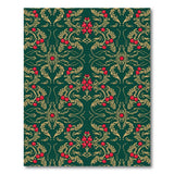 Ornate Red Holly Berry Green Floral Area Rug