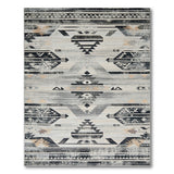 Distressed Grey Southwestern Tribal Rug