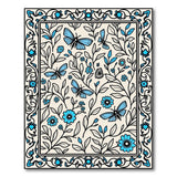 Blue Butterfly Floral Vintage Area Rug