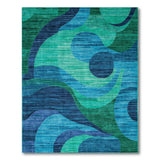 Blue and Teal Abstract Blue Teal Wave Area Rug