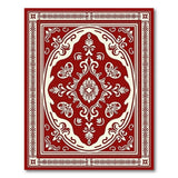 Ornate Red Persian Area Rug with Floral Damask