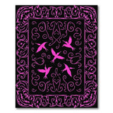 Pink Hummingbird Ornate Swirl Area Rug