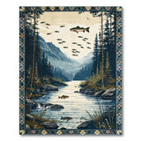 Mountain River Fish Area Rug