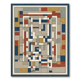 ODIKA Washable Geometric Abstract Area Rug - Mid-Century Modern Low Pile Non-Slip Carpet