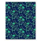 Neon Green Abstract Leaves on Navy Area Rug