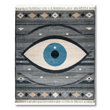 Evil Eye Grey Heritage Tribal Area Rug