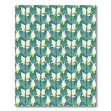 Teal Iris Floral Pattern Area Rug