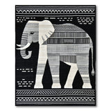 Tribal Elephant Heritage Rug Black White