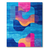Vibrant Teal Pink Geometric Modern Area Rug