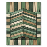 Rustic Green Wood Plank Chevron Rug