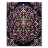ODIKA Washable Purple Mandala Area Rug - Low Pile Non-Slip Boho Lotus Rug for Living Room