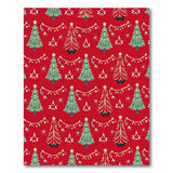 Festive Christmas Trees Stars Red Area Rug