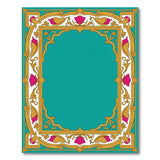 Ornate Teal Lotus Gold Border Rug
