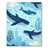 Playful Whale Ocean Kids Blue and Teal Area Rug