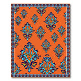 Vibrant Orange Teal Paisley Persian Area Rug