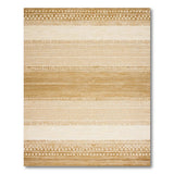 Tan Beige Striped Heritage Tribal Rug
