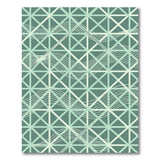 Teal Geometric Wave Grid Area Rug