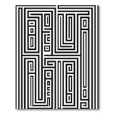 Bold Black White Maze Labyrinth Area Rug