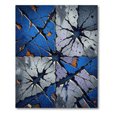 Shattered Blue Fractal Geometric Area Rug
