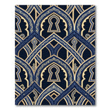 Navy Gold Keyhole Arch Ornate Area Rug