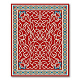 Red Persian Area Rug with Intricate White Arabesques