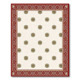 Cream Floral Area Rug with Gold Motifs Red Border
