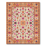 Traditional Persian Floral Area Rug in Orange Cream