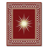 ODIKA Washable Low Pile Area Rug - Deep Red Sunburst Vintage Geometric Non-Slip Rug