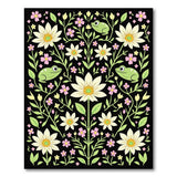 Playful Frogs Daisies Area Rug