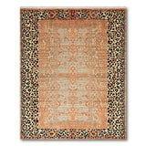 Orange Leopard Border Distressed Vintage Area Rug