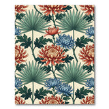 Chrysanthemum Palm Leaf Floral Pattern Area Rug