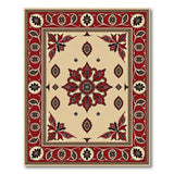 Ivory Field Red Border Persian Area Rug