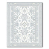 Ornate Grey Persian Area Rug with Diamond Medallions