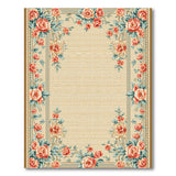 Vintage Pink Rose Border Cream Area Rug