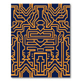 Navy Orange Heritage Tribal Geometric Area Rug