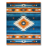 Bold Blue Teal Orange Southwestern Area Rug