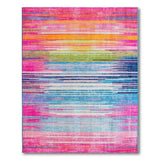Stripe Geometric Modern Vibrant Multi-Color Horizontal Stripe Area Rug