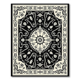 Ornate Black White Persian Medallion No. 24 Rug