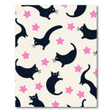 Whimsical Black Cats Pink Stars Area Rug