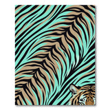 Teal Tiger Stripe Area Rug with Fierce Eyes