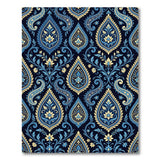Navy Blue Paisley Area Rug with Gold Florals