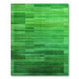 ODIKA Modern Abstract Green Striped Washable Rug - Low Pile Non-Slip Area Rug