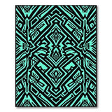 Teal Black Geometric Maze Area Rug