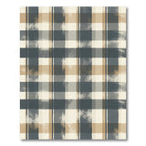 Distressed Grey Tan Plaid Area Rug