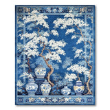 Navy Chinoiserie Blossom Tree Porcelain Vase Rug