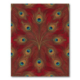 Red Peacock Feather Washable Area Rug